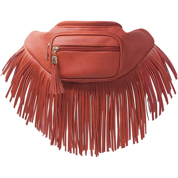 Sac banane à franges et pompon à la mode