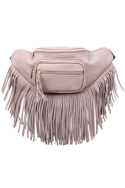 Sac banane à franges et pompon à la mode