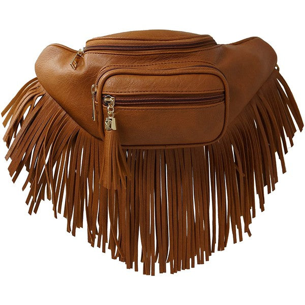 Sac banane à franges et pompon à la mode