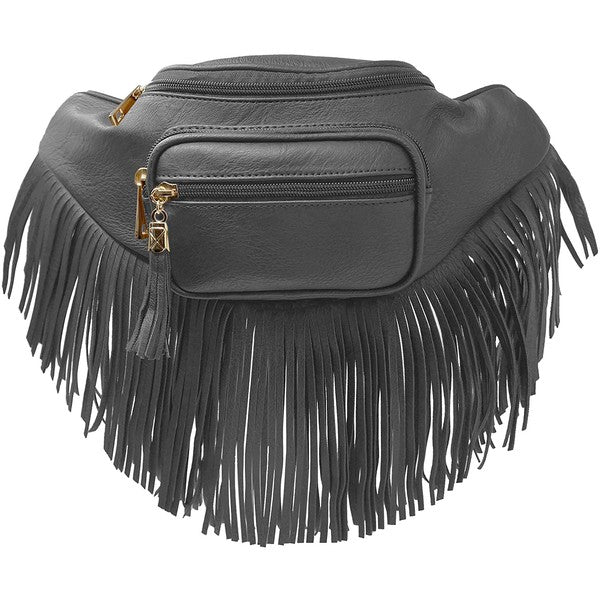 Sac banane à franges et pompon à la mode