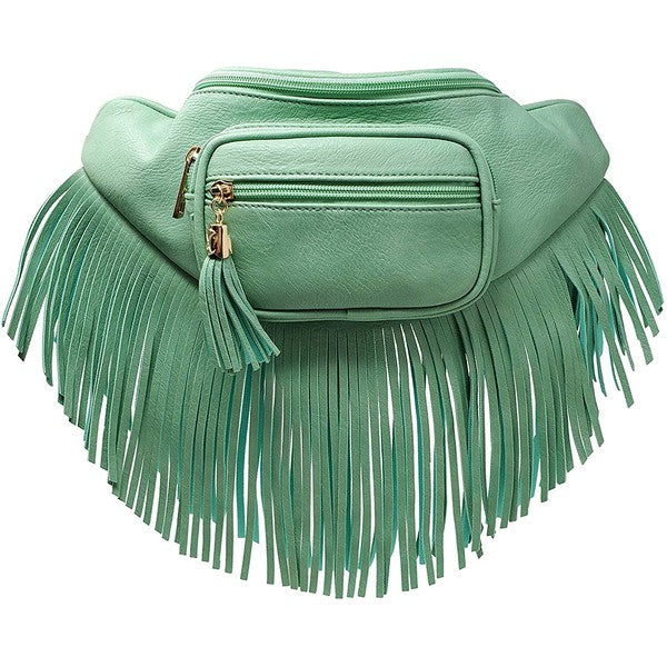 Sac banane à franges et pompon à la mode