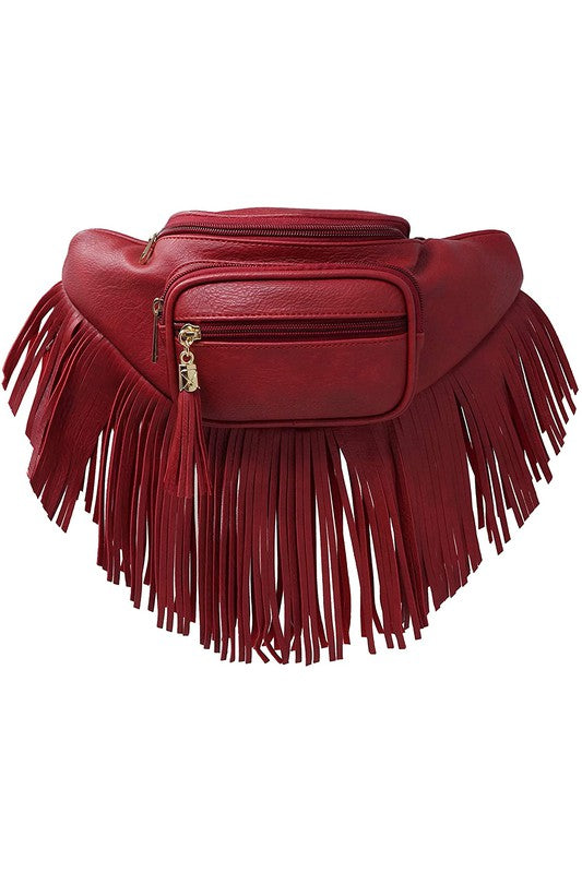 Sac banane à franges et pompon à la mode