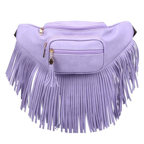 Sac banane à franges et pompon à la mode