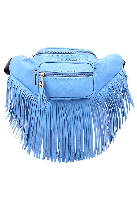 Sac banane à franges et pompon à la mode