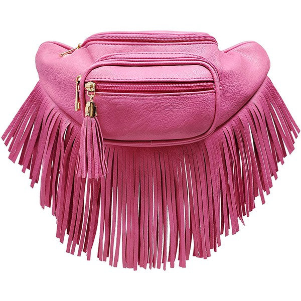 Sac banane à franges et pompon à la mode