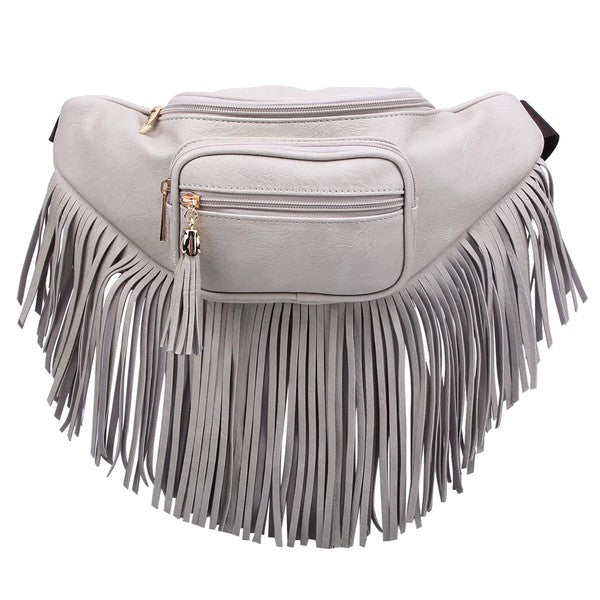 Sac banane à franges et pompon à la mode