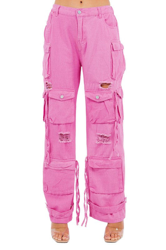 PANTALON EN JEAN STYLE CARGO SEXY