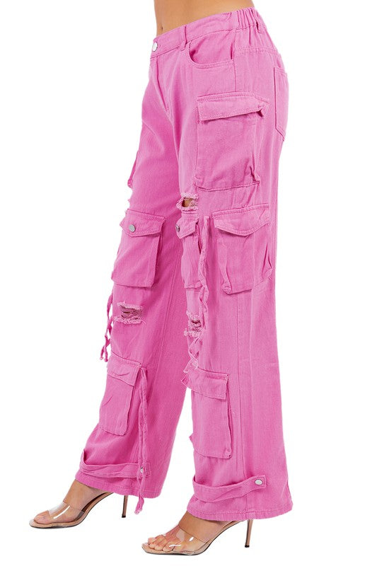 PANTALON EN JEAN STYLE CARGO SEXY
