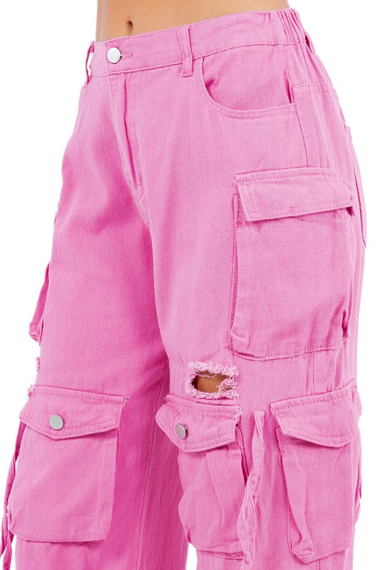 PANTALON EN JEAN STYLE CARGO SEXY