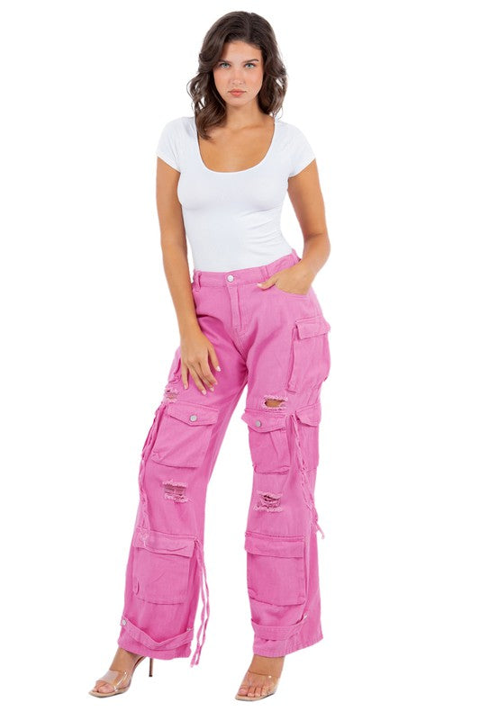 PANTALON EN JEAN STYLE CARGO SEXY