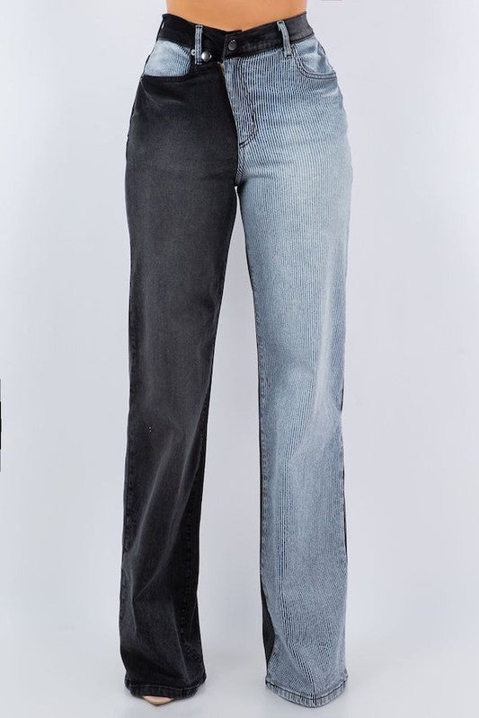 Jean asymétrique à jambe large en noir