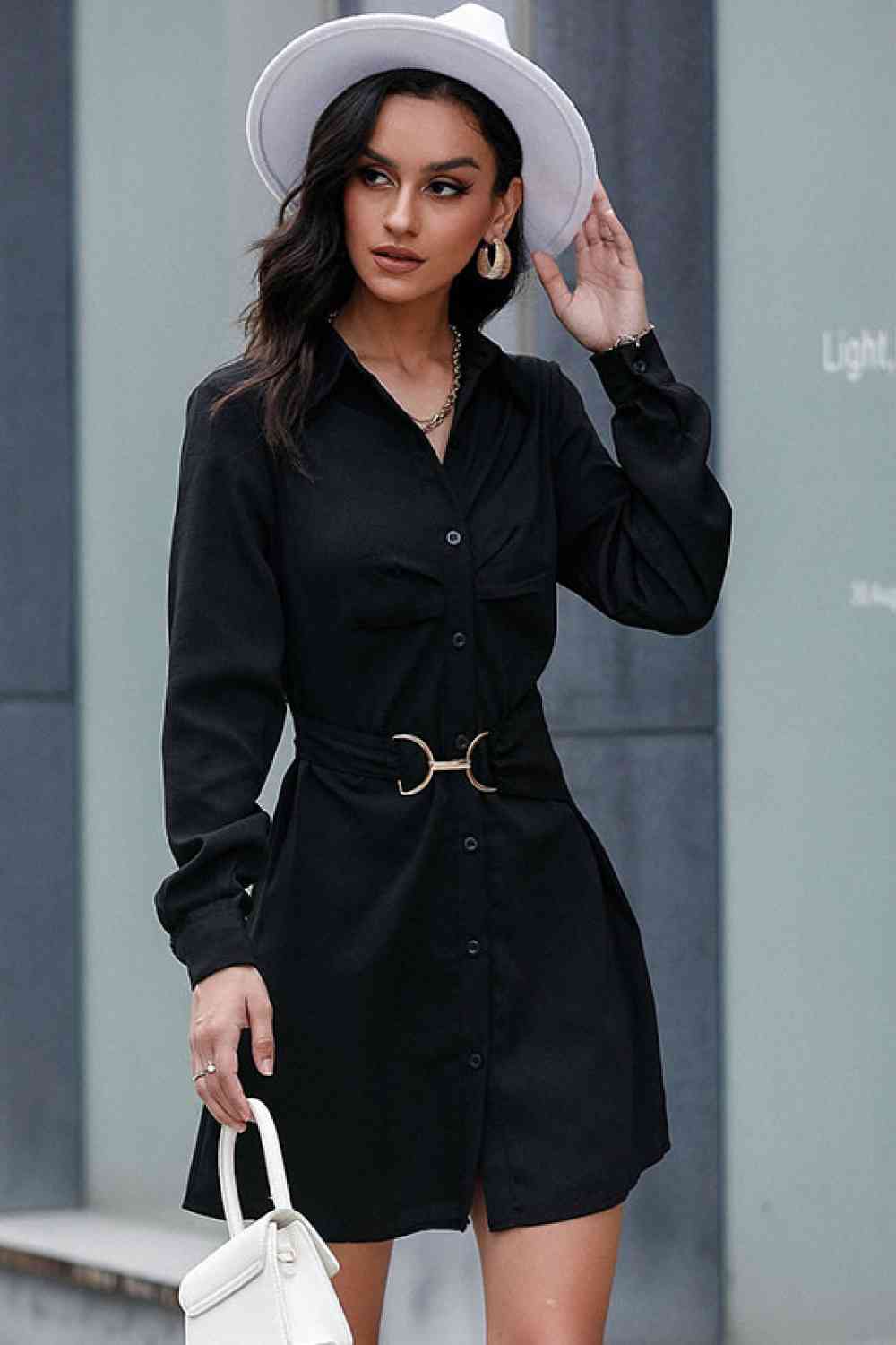 Robe chemise courte ceinturée