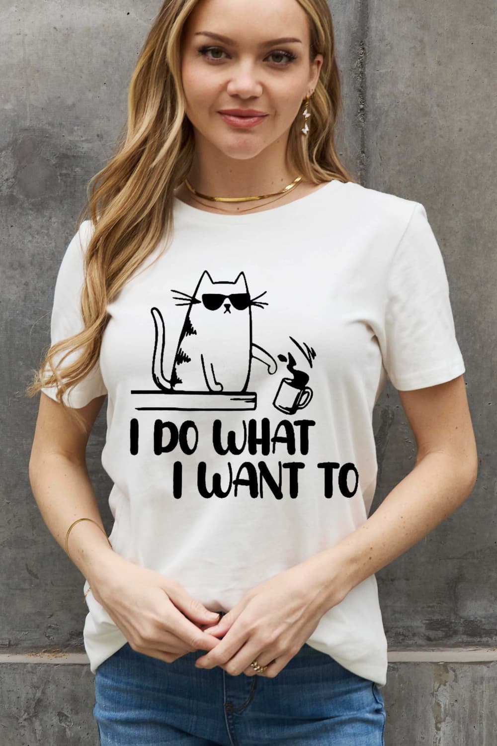 Full Size I DO WHAT I WANT TO Graphic Cotton Tee