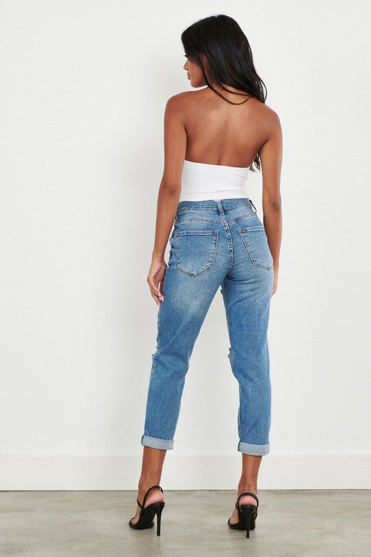 Jean boyfriend taille haute