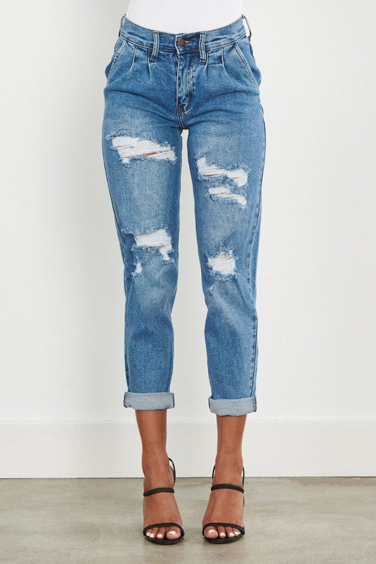 Jean boyfriend taille haute