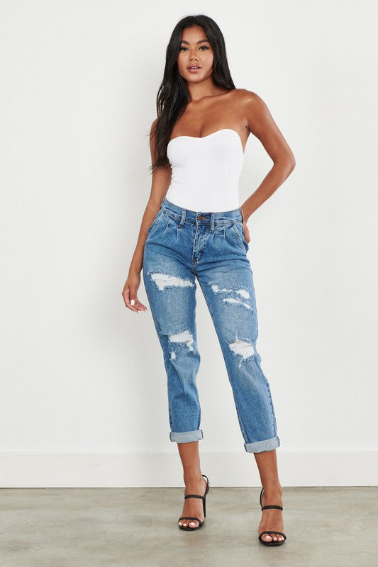 Jean boyfriend taille haute