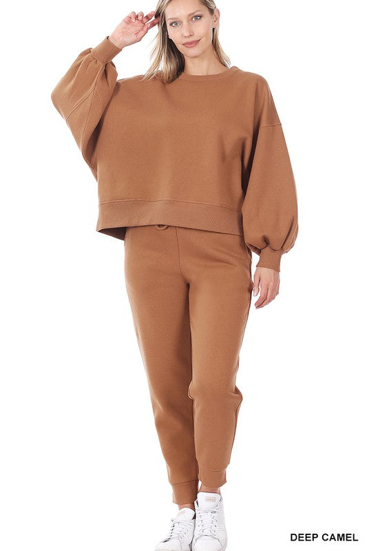 Ensemble sweat-shirt et pantalon de survêtement à manches ballon