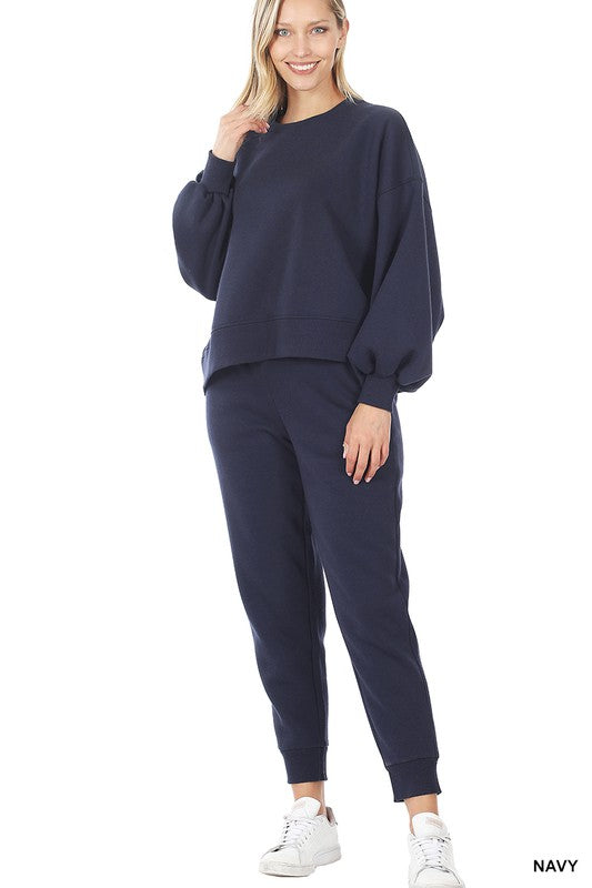 Ensemble sweat-shirt et pantalon de survêtement à manches ballon