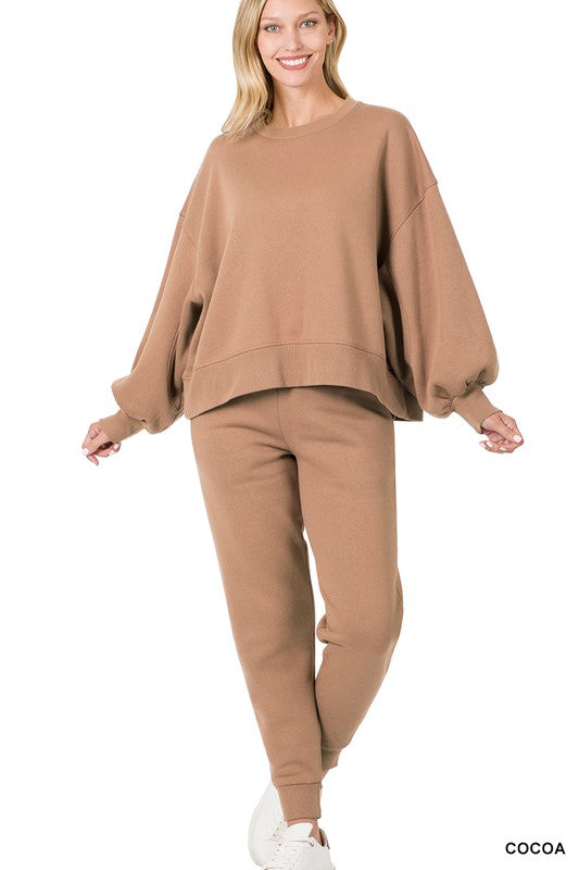 Ensemble sweat-shirt et pantalon de survêtement à manches ballon