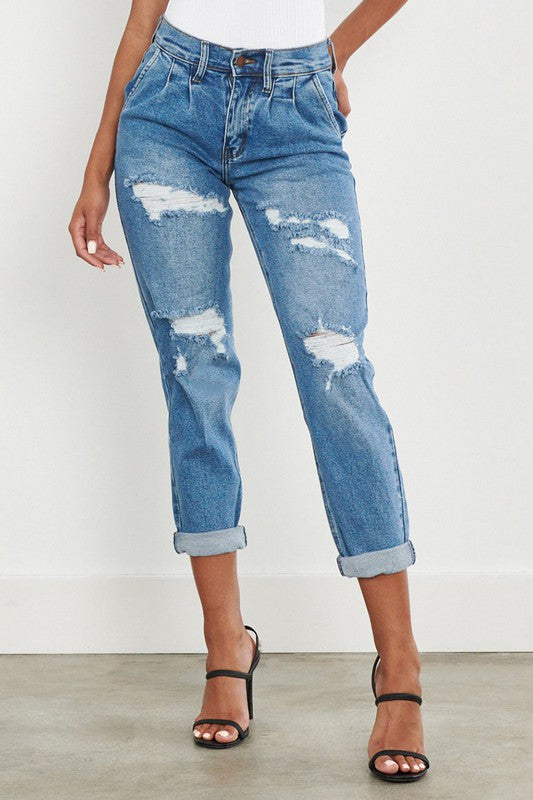 Jean boyfriend taille haute