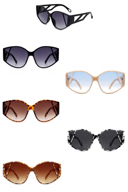 Lunettes de soleil tendance œil de chat rondes géométriques pour femmes