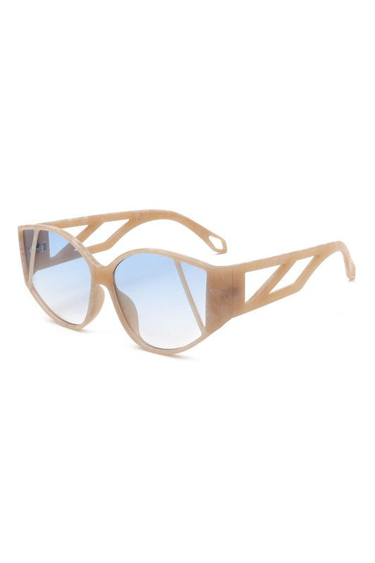 Lunettes de soleil tendance œil de chat rondes géométriques pour femmes