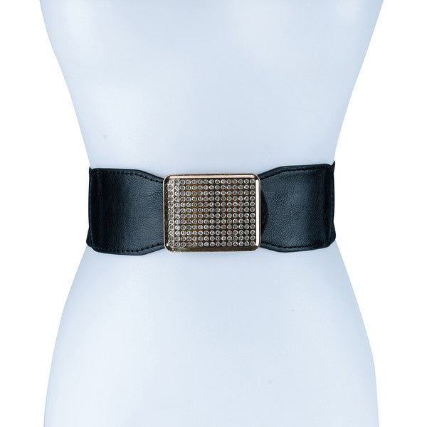 CEINTURE RECTANGULAIRE EN CUIR SMOCKÉ AVEC STRASS