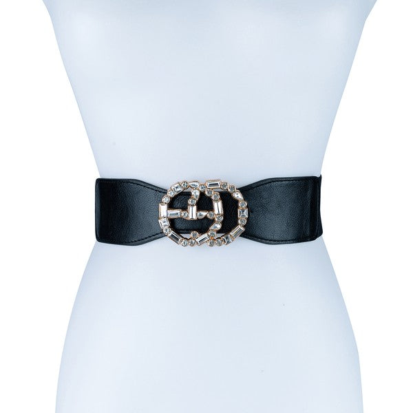 CEINTURE DE MODE CHIC EN CUIR PU AVEC BOUCLE EN STRASS