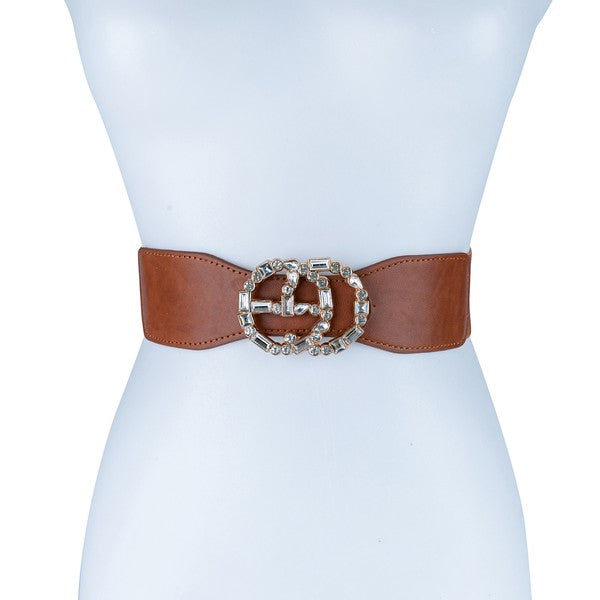 CEINTURE DE MODE CHIC EN CUIR PU AVEC BOUCLE EN STRASS