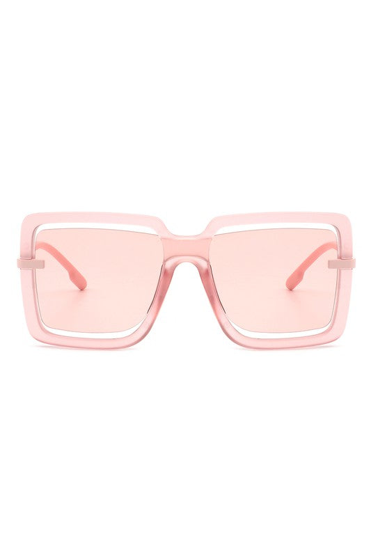 Lunettes de soleil tendance carrées surdimensionnées à grandes découpes