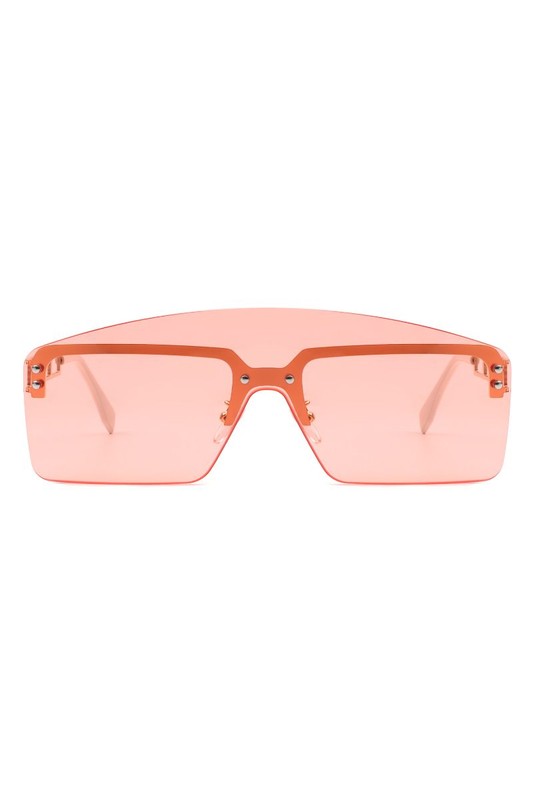 Gafas de sol de moda cuadradas sin montura retro futurista