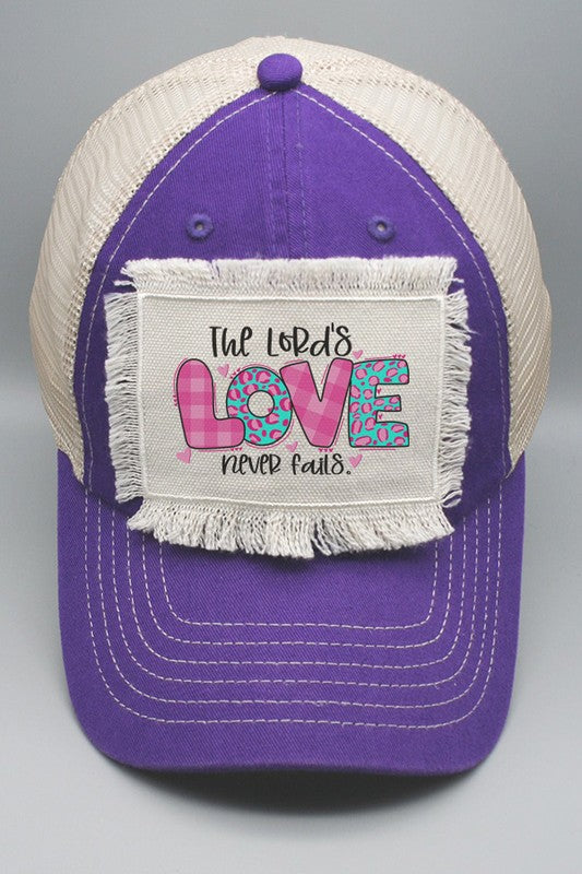 The Lord's Love Never Fails Patch Trucker Hat