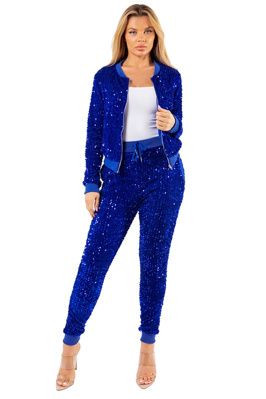 ENSEMBLE PANTALON DEUX PIÈCES SEXY À SEQUINS