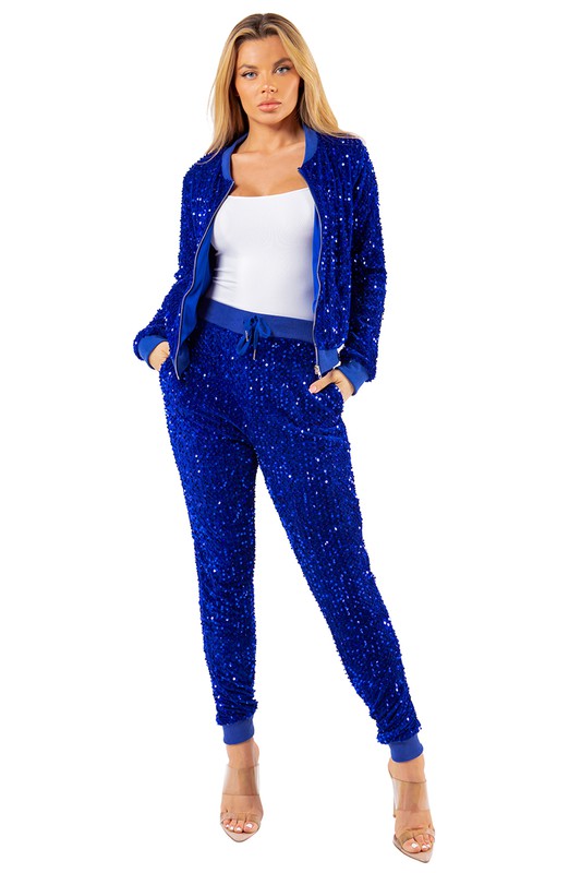 ENSEMBLE PANTALON DEUX PIÈCES SEXY À SEQUINS