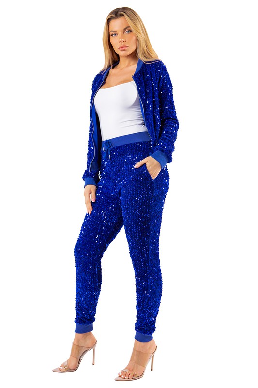 ENSEMBLE PANTALON DEUX PIÈCES SEXY À SEQUINS