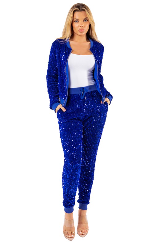 ENSEMBLE PANTALON DEUX PIÈCES SEXY À SEQUINS