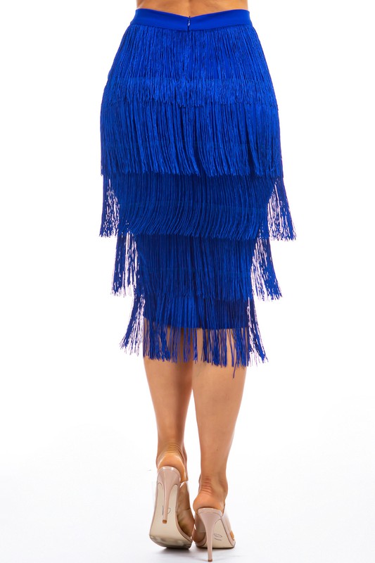 LONG MAXI FRINGE SKIRT