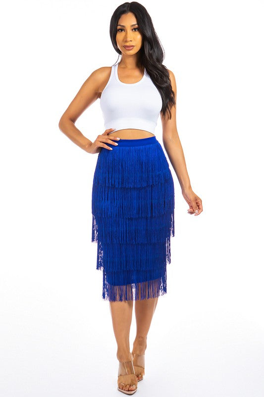 LONG MAXI FRINGE SKIRT