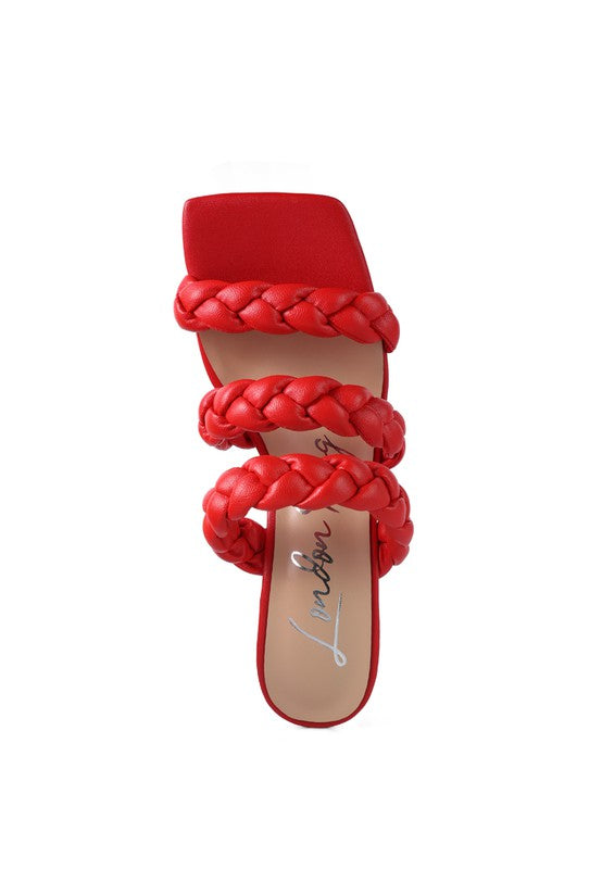 HIGH BAE POINTED HEEL BRAIDED SANDALS