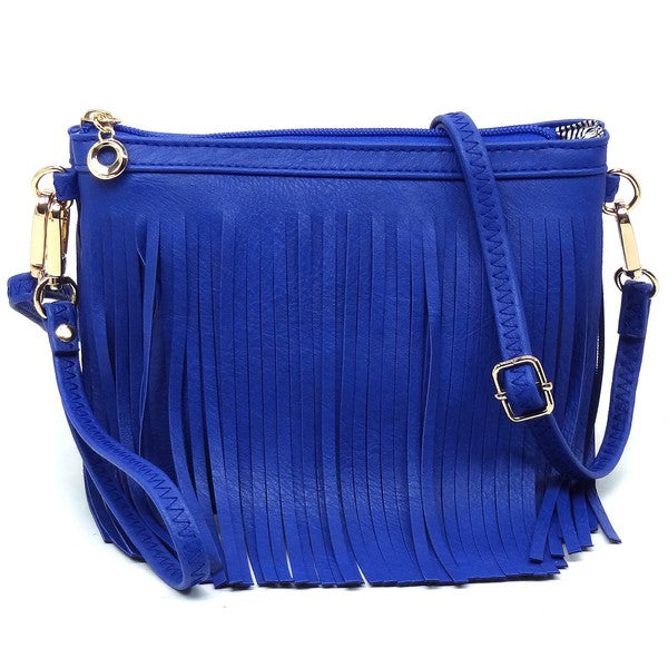 Bolso cruzado tipo clutch con flecos estilo western