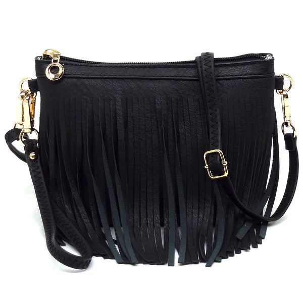 Bolso cruzado tipo clutch con flecos estilo western