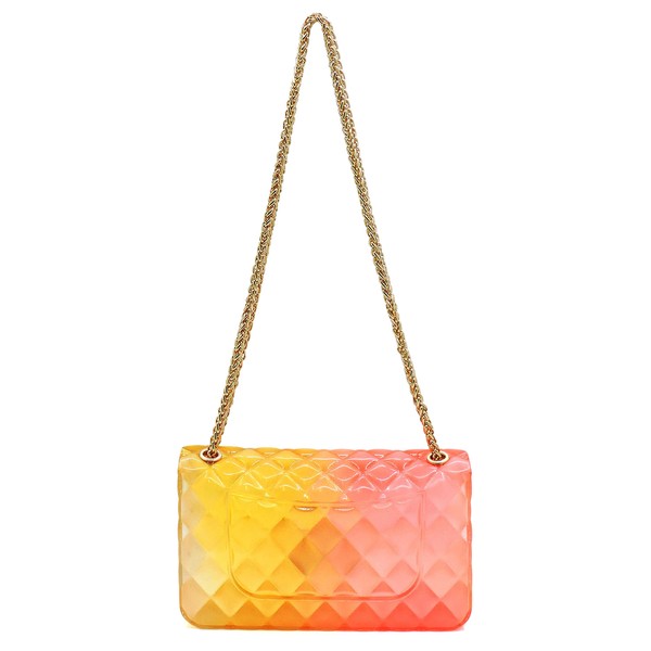 Bolso de hombro de gelatina multicolor con relieve de edredón