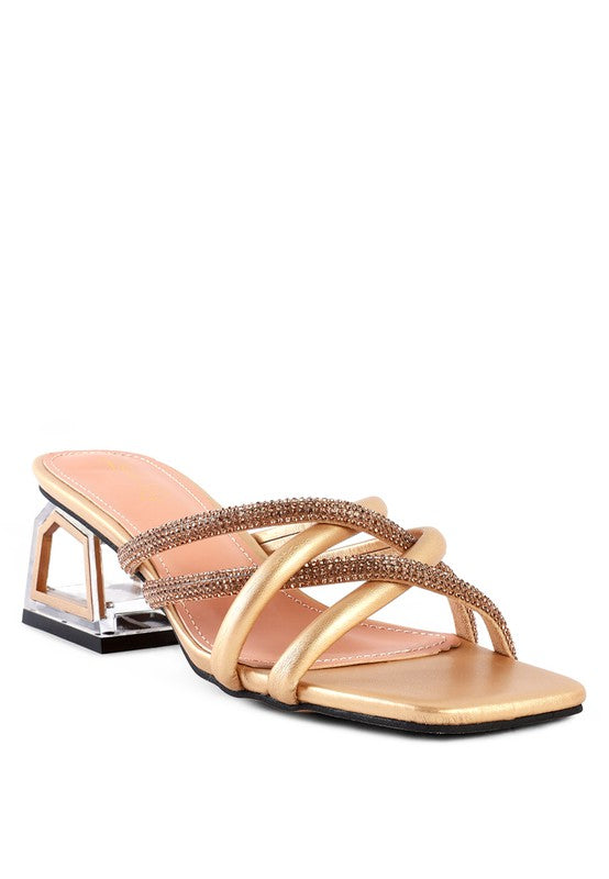 SANDALIAS PARISINAS TACÓN CORTADO DIAMANTE