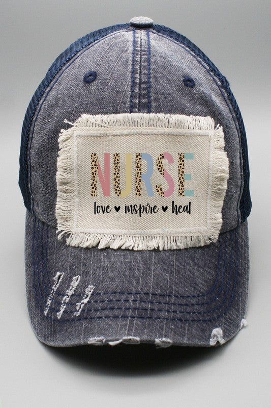 Chapeau patch léopard infirmière Love Inspire Heal