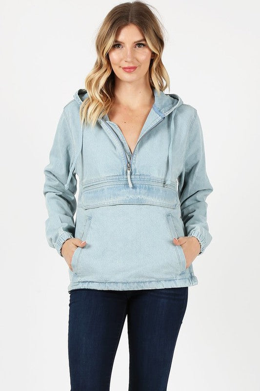 Veste en jean pour femme avec sweats à capuche