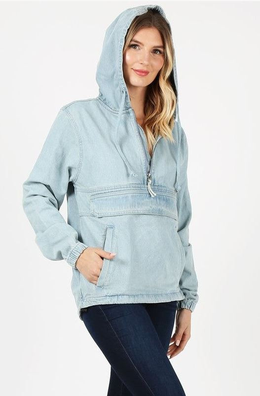 Veste en jean pour femme avec sweats à capuche