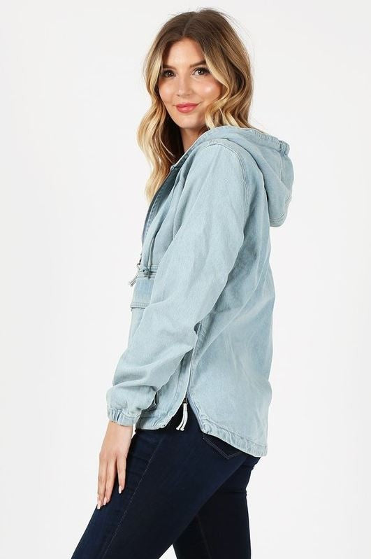 Veste en jean pour femme avec sweats à capuche