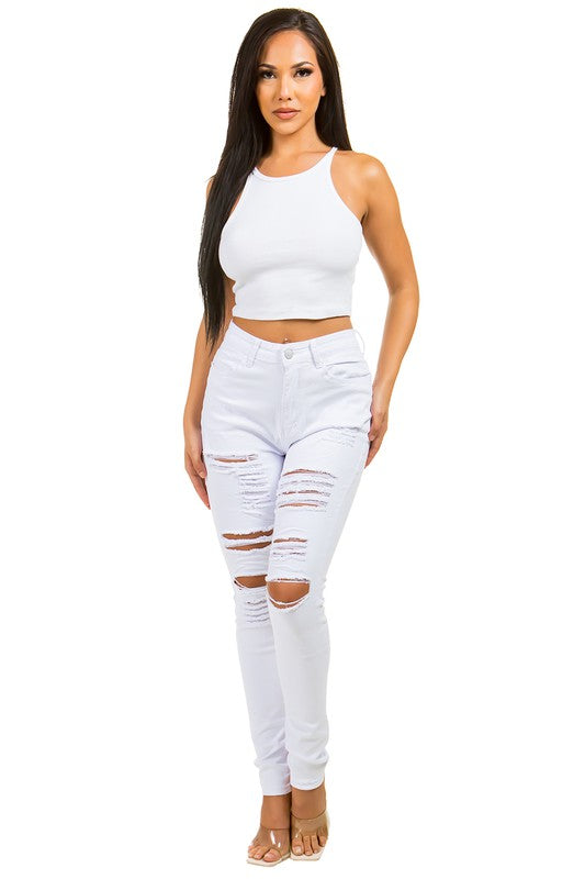 WHITE  DENIM JEANS