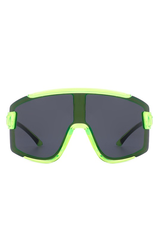 Lunettes de soleil sport surdimensionnées carrées à gros bouclier