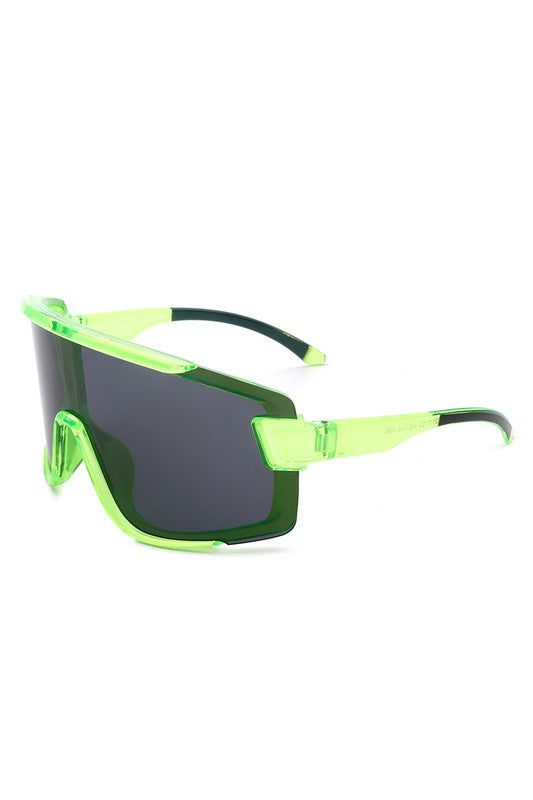 Lunettes de soleil sport surdimensionnées carrées à gros bouclier